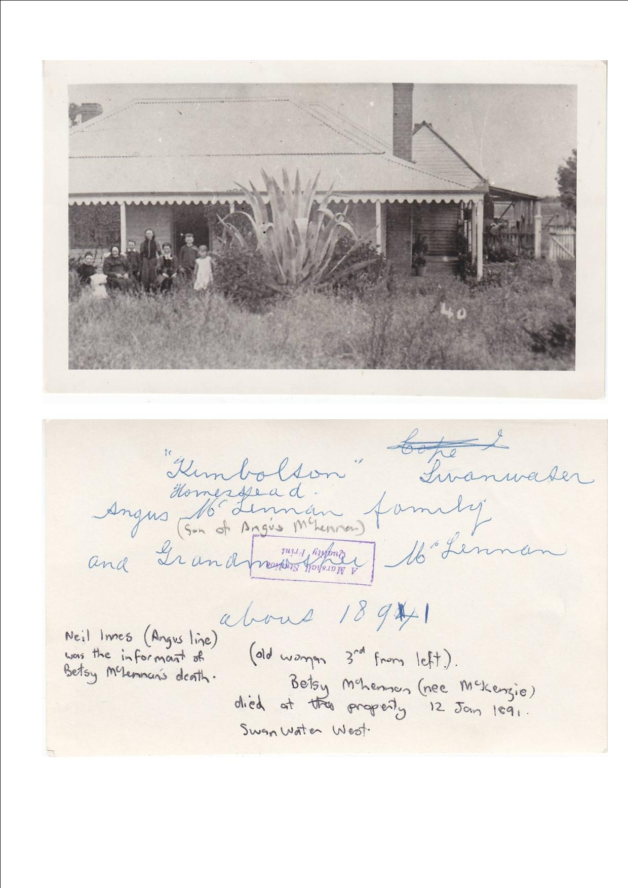 Photo of photos/Elizabeth McKenzie_Betsy at Kimbolton - Swanwater c1891